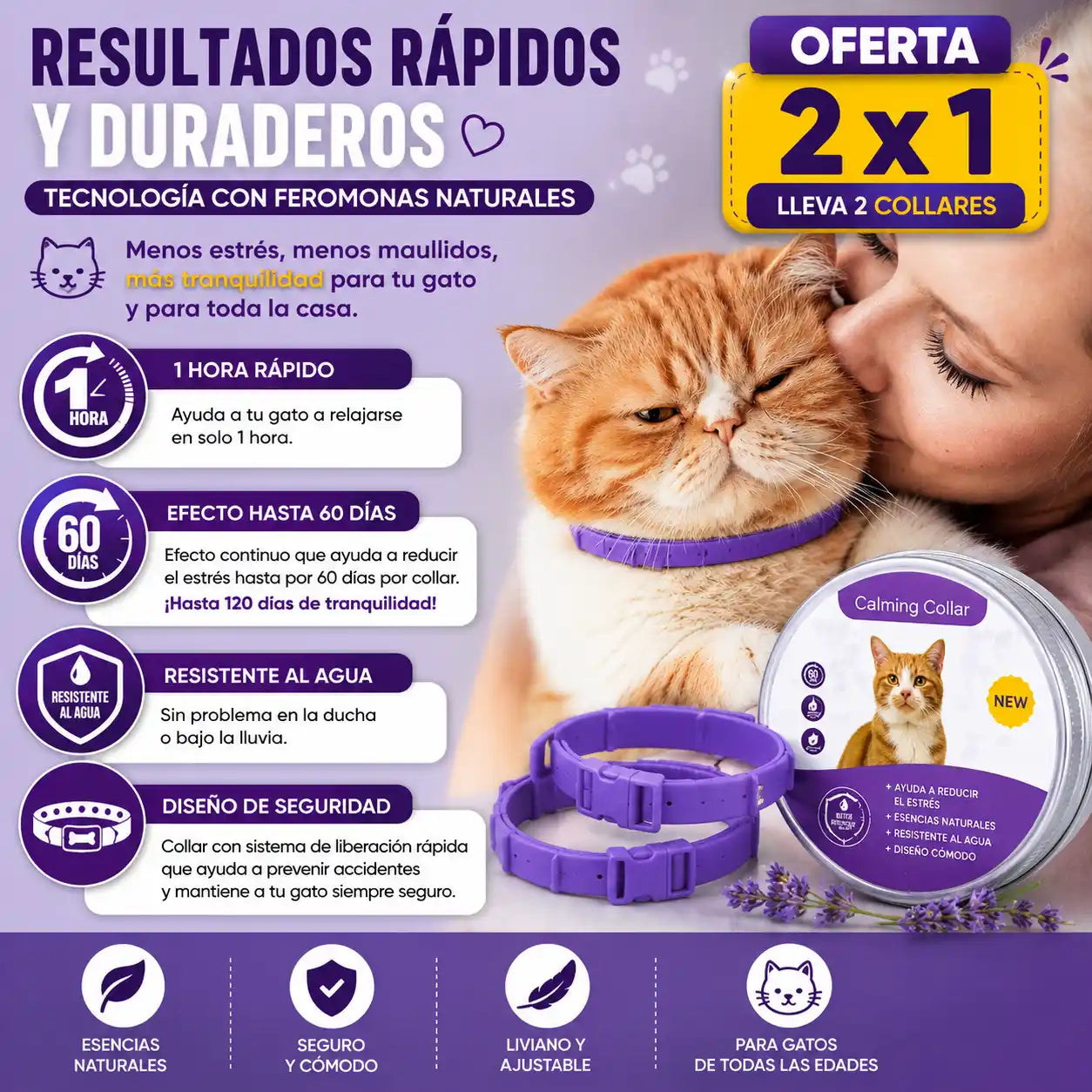 OFERTA 2X1 CalmPaw® Collar Antiestrés para Gatos — Relaja a tu gatito cuando se queda solo