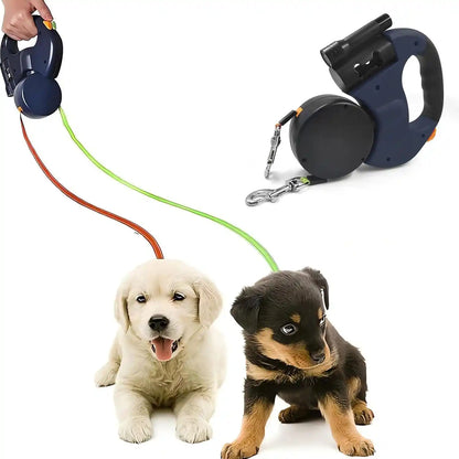 DualWalk™ Correa Retráctil Doble Para Perros | Pasea 2 perros sin enredos y con mayor control