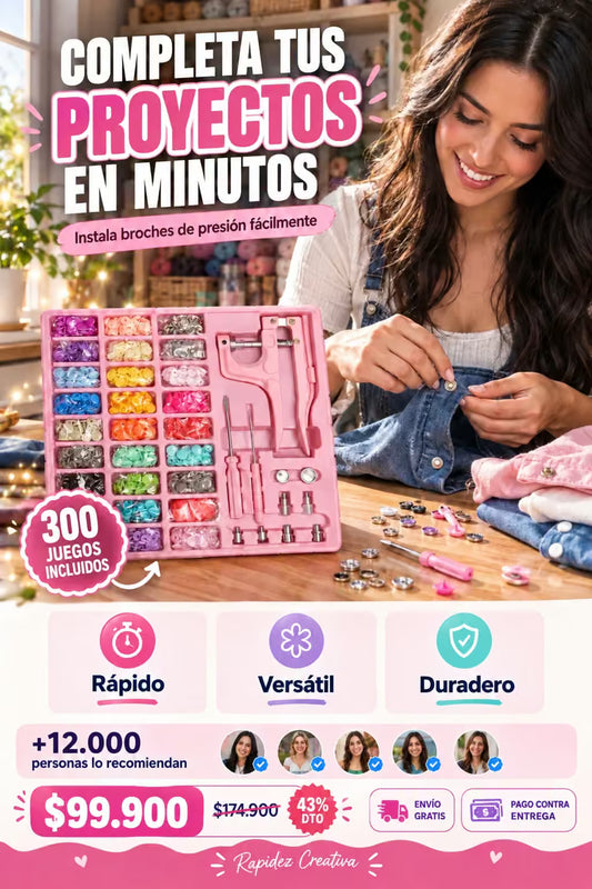 Clickora® | Kit Instala Broches y Botones (X300)