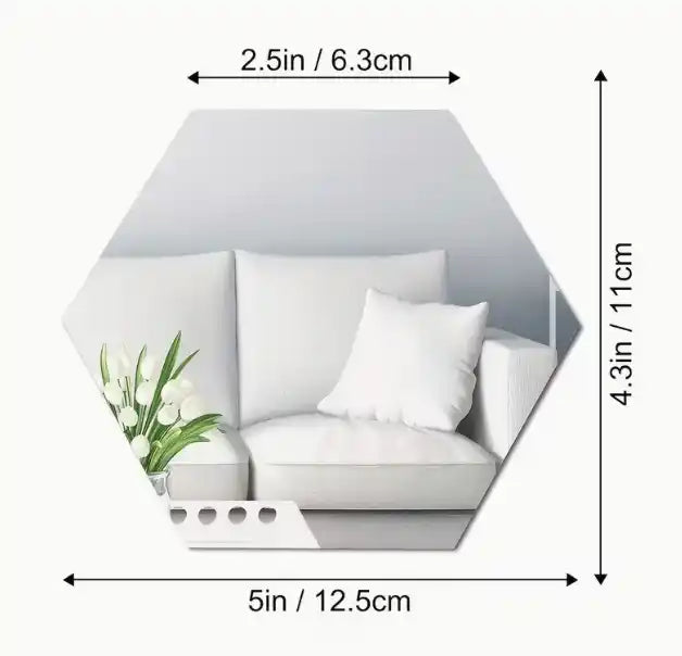 HEXAMIRROR® – Espejos Hexagonales Acrílicos Adhesivos (Pack x12)