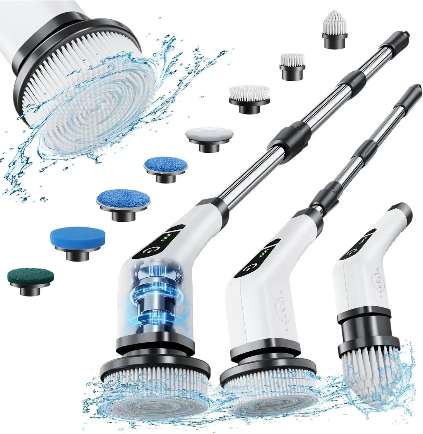 CleanSpin Pro™ Cepillo Multiusos 9 en 1 – Limpia sin esfuerzo y sin agacharte