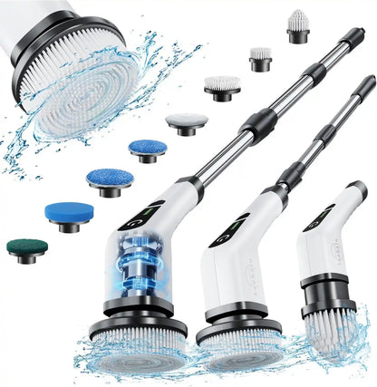 CleanSpin Pro™ Cepillo Multiusos 9 en 1 – Limpia sin esfuerzo y sin agacharte