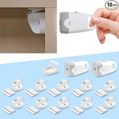 SafeLock® – Pack X 4 de Seguros Magnéticos Invisibles para Cajones y Puertas